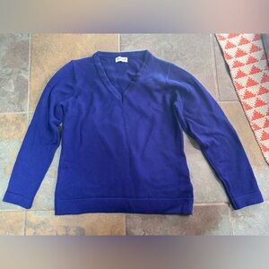 Kettlewell Vickie V neck sweater, Blue/purple, medium, 100% merino wool
